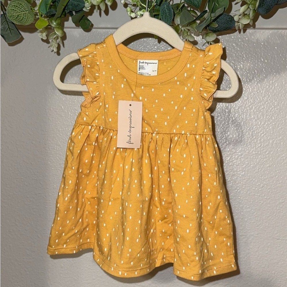 First Impressions Yellow Polka Dot Dress